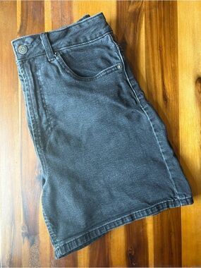 ASOS TALL High-Rise Black Wash Denim Shorts